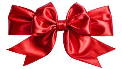  Single Red Satin Bow for Holiday Celebrations – Transparent PNG