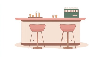 Empty bar counter interior view