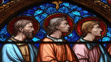 Stained glass figures profile