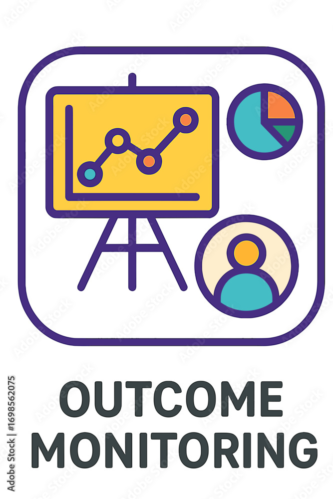 Aufkleber outcome monitoring graphic with presentation and data visualization outcome monitoring board