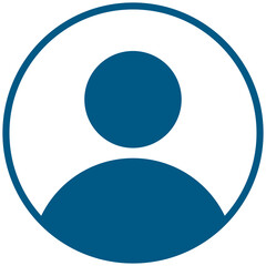 round navy blue silhouette user icon