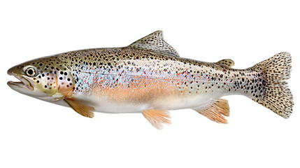 Naklejka premium A rainbow trout fish swimming, isolated on transparent background