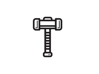 Minimal Dead Blow Hammer Tool Icon in Elegant Clean Line Art
