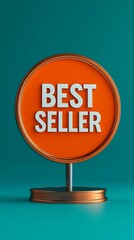 A vibrant "Best Seller" sign on a turquoise background, emphasizing popularity and success in marketing.