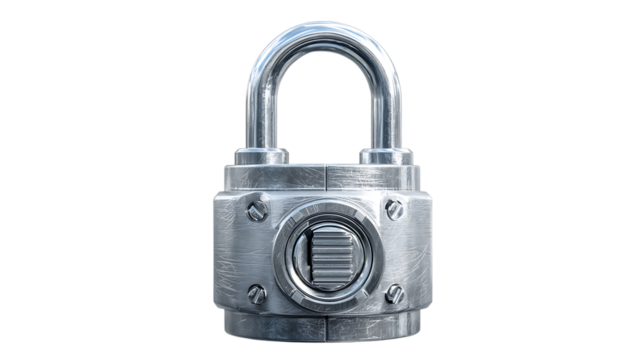 A silver padlock isolated on transparent background - Powered by Adobe