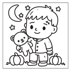 Bold and easy halloween coloring pages, vectors, illustration, line art, black & white deasgns, halloween coloring book, halloween coloring pages, halloween elements, line art.