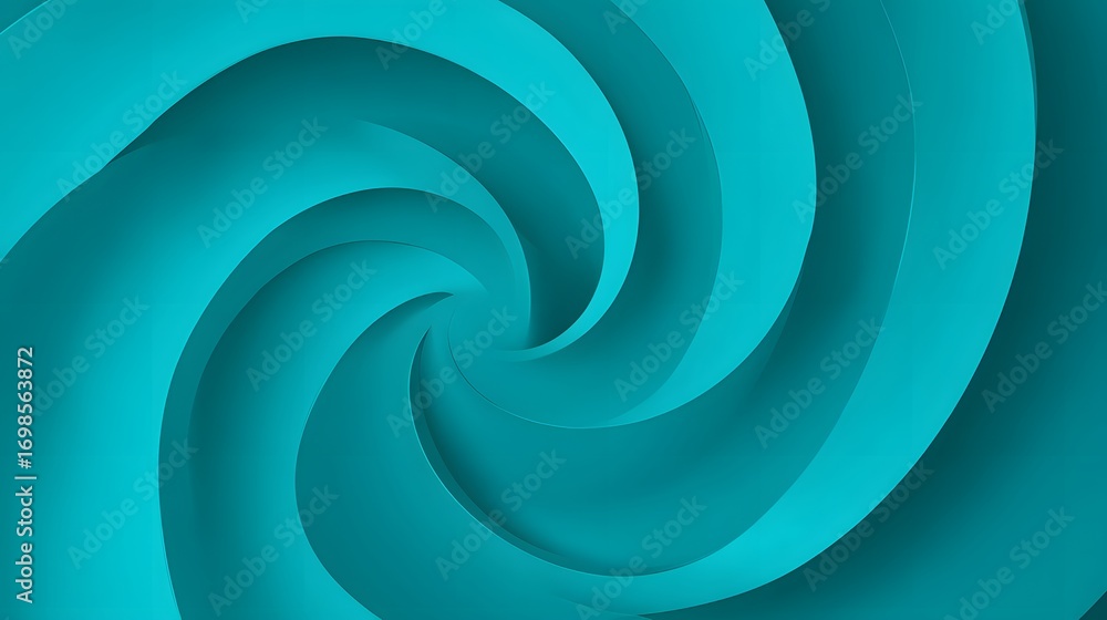 Poster abstract teal and white swirling pattern with dynamic motion background.