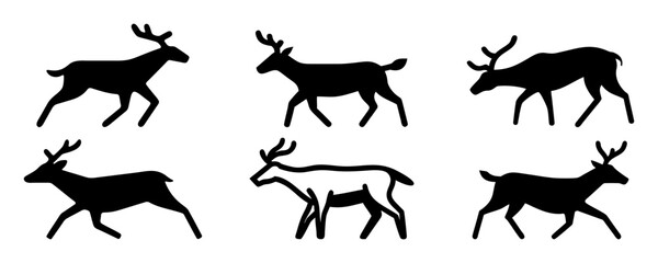 Black deer icon collection. Deer logo. Simple deer icon. Deer vector symbols. Deer set. vector illustration.