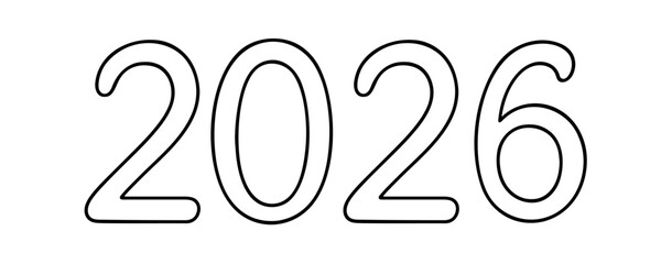 Obraz premium 2026 in New Year's style of single line drawings. Vector illustration.