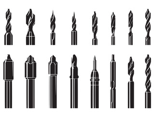 Drill Bit Set Icon in Clean Minimal Vector Line Illustration