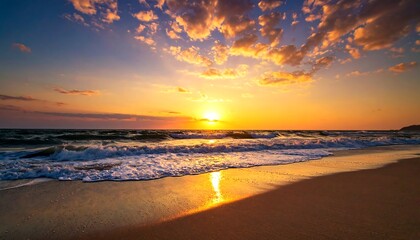 Naklejka premium Beautiful sunset over the beach