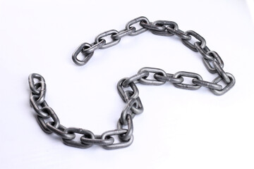Obraz premium Iron chain isolated on white background.