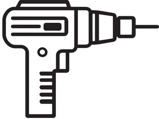 Electric Power Drill Icon in Clean Minimal Vector Line Artwork