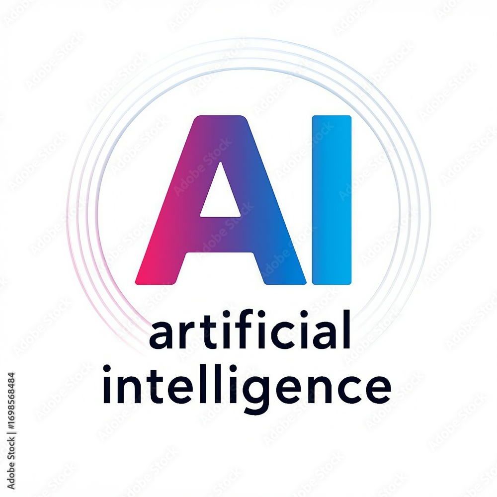 Poster modern artificial intelligence ai logo with gradient colors and text on white background