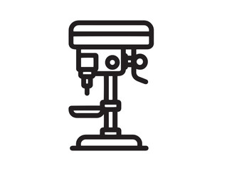Clean Minimal Drill Press Icon in Stylish Technical Vector Artwork