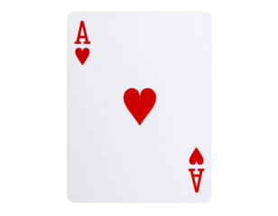  Ace of Hearts Playing Card, Classic Flat Design, Straight Front View, Transparent Background