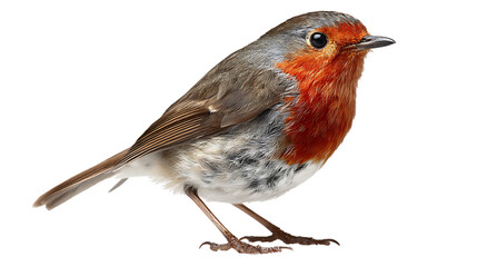 European robin bird isolated on transparent background