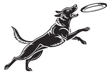 Fototapeta premium Energetic dog leaping to catch a flying disc