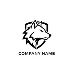 Fierce Wolf Head in a Shield Logo Design.