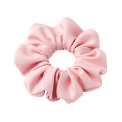 Cute pink scrunchie fashion accessory product soft lighting isolated on white or transparent background. PNG