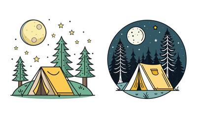 Camping Adventure Illustrations Hiking, Mountains, Campfire & Outdoor Travel Designs