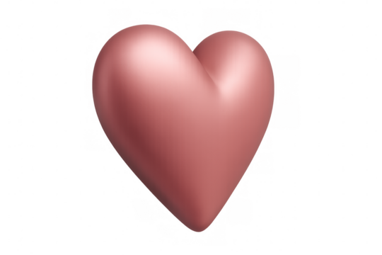 Pink heart representing love and affection on transparent background