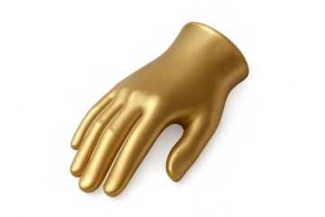Golden hand reaching out on transparent background