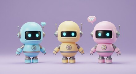 Fototapeta premium 3D Cartoon Character Illustrations Featuring Cute Robots, Avatars, and Futuristic Mascots Isolated on Transparent Background