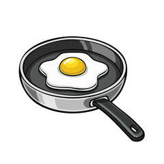 Illustration of a perfectly cooked sunny side up fried egg in a classic metal skillet, an iconic symbol of a simple and wholesome breakfast