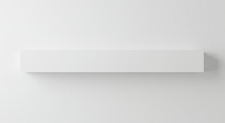 Minimalist empty white floating shelf on a plain white wall, perfect for product display or interior design mockups with copy space