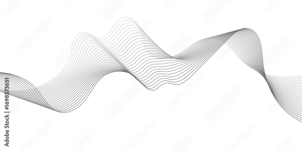 Aufkleber abstract smooth wave on a white background. dynamic sound wave flowing wave lines. digital frequency
