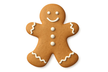 Smiling gingerbread man cookie on transparent background