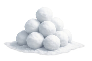 Snowballs stacked in pyramid shape on transparent background