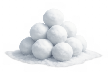 Snowballs stacked in pyramid shape on transparent background