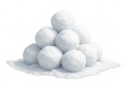 Snowballs stacked in pyramid shape on transparent background