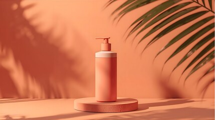 Skincare Product Bottle in Warm Sunlight with Natural Shadows