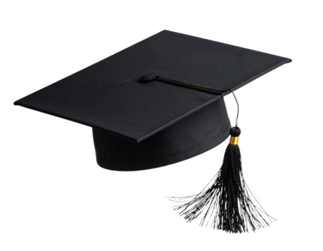 Graduation Cap Tossed in Mid-Air, Tilted Motion Pose, Transparent Cut Out
