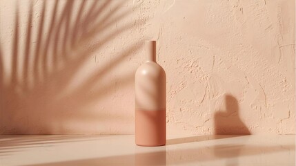 Soft-Toned Bottle with Elegant Leaf Shadow Texture