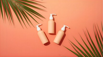 Skincare Pump and Spray Bottles in Tropical Light