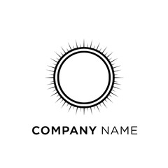 Naklejka premium Simple Sun Logo with Double Circle and Rays.