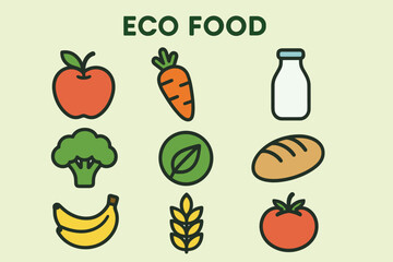 Organic Nutrition Icons &ndash; Eco-Friendly Lifestyle Design