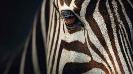 a close up portrait of a zebra with striking black and white stripes, captured in a studio setting with a soft focus background to highlight its features