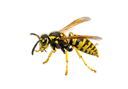 Vibrant yellow jacket wasp natural habitat insect isolated on white or transparent background. PNG