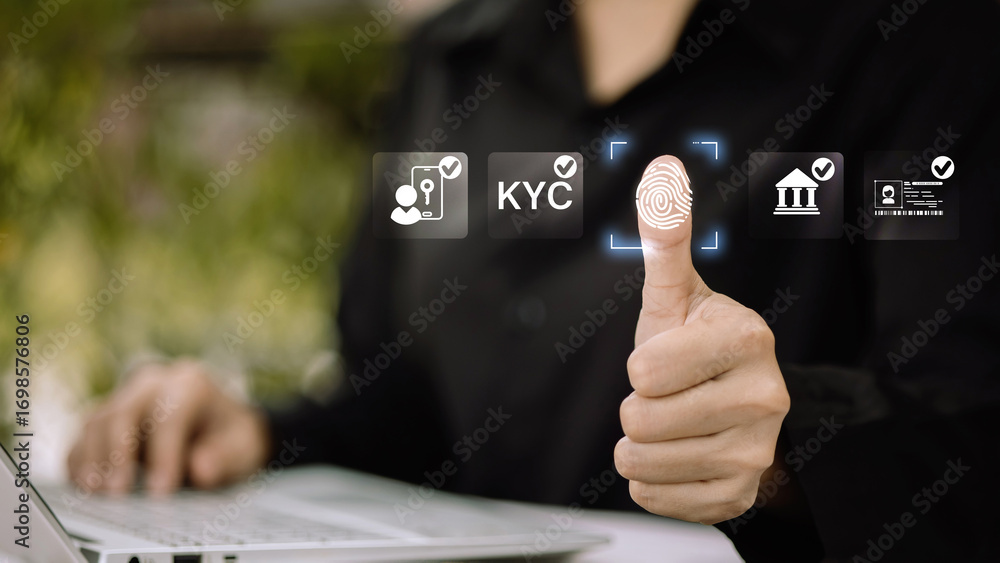 Aufkleber kyc identity verification with fingerprint biometric authentication