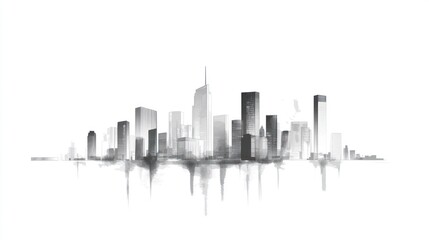 Naklejka premium Cityscape silhouette monochrome design
