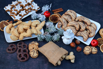 Various Christmas cookies and sweets for the Advent and Christmas season.

