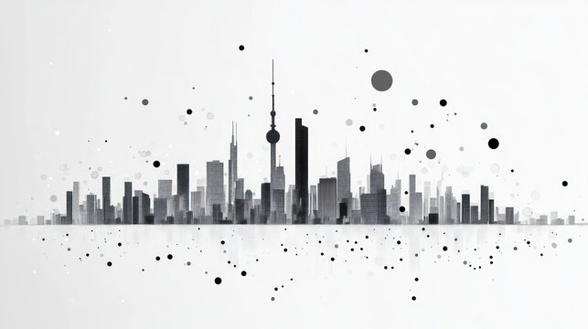 Abstract cityscape silhouette - Powered by Adobe