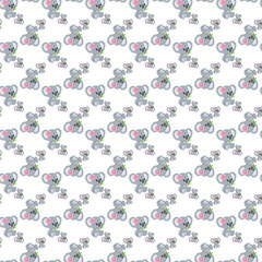 Seamless childish pattern with funny animals faces . Creative  kids texture for fabric, wrapping, textile, wallpaper, apparel. Vector illustration