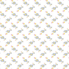 Seamless childish pattern with funny animals faces . Creative  kids texture for fabric, wrapping, textile, wallpaper, apparel. Vector illustration