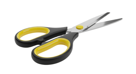 Sharp Blades Precision Cutting Tools Yellow and Black Scissors Craft Supplies Office Tailoring on transparent background